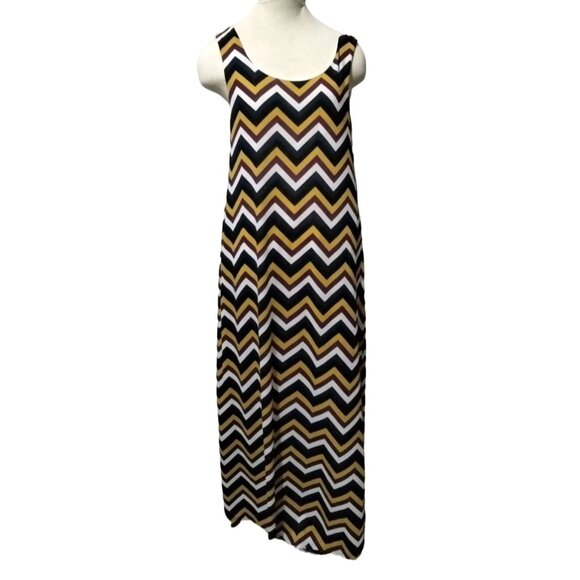 J For Justify Chevron Side Splits Sleeveless Design Maxi Dress Size XL - Picture 2 of 6